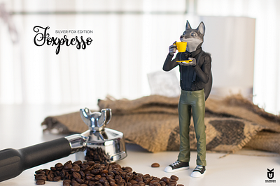 Foxpresso: Silver Fox Edition 3d artist 3d character modeling 3d print 3d sculpting cg generalist coffee digital sculpting fox foxpresso karmieh oasim silver fox toy design toy designer toy maker toy sculpt toy sculptor