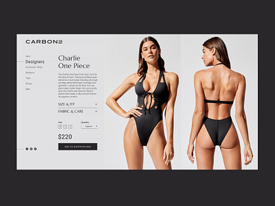 Swimsuit Gigi C Product Page bikini bw card catalog clear concept daily fashion gigi c model mongato one piece photo photography portfolio product swimsuit ui uiux ux