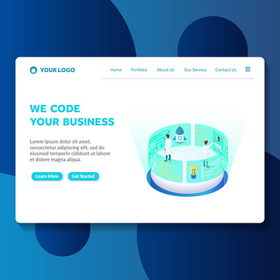 programming and coding isometric website landing page amazing apps coding color futuristic isometric landing page light modern programming style technology ui ux web page