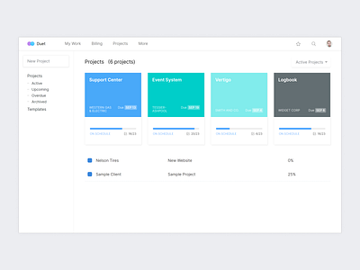 duet projects app clean colors dashboard design interface project project management ui ux web web app website