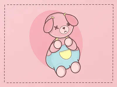 Sad and chubby bear cute illustration pink procreate