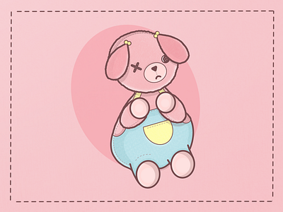 Sad and chubby bear cute illustration pink procreate