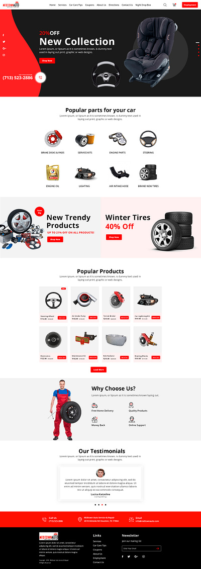 Car Products Web UI landing page design web app web site website