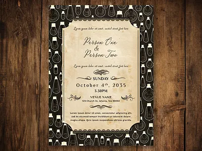 Vintage Wedding Invitation design illustration illustrator photoshop typography vector