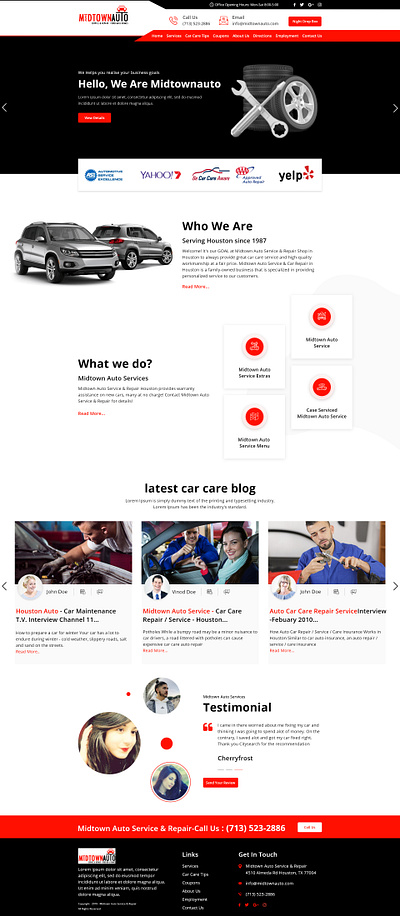 Car Service Products Web UI landing page design website design