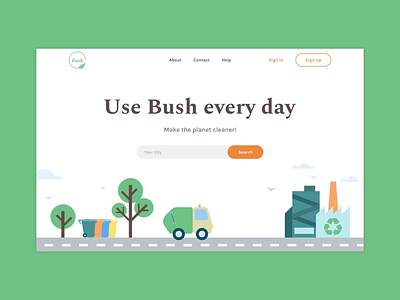 Bush - Landing page after affects animation colors design environment design environmental protection illustration landing landing page minimal typography ui ux website