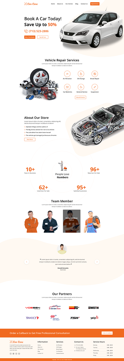 Car Service Web UI web design website design