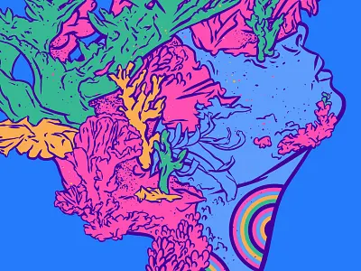 The coral soul activism art project beautiful girl blue color design colorful art coral reef eco friendly ecology girl illustration art illustrator ocean life pop art save ocean