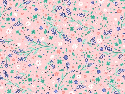 Floral Blueberry Pattern - Joylyn cute design floral illustration pattern pattern design surface pattern surface pattern design vector flowers