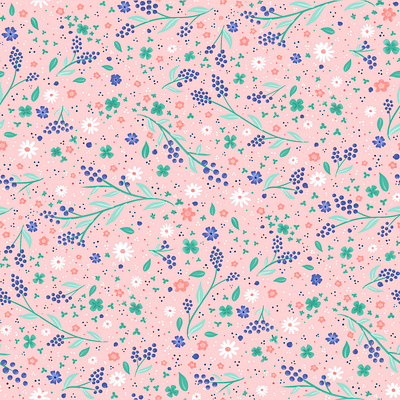 Floral Blueberry Pattern - Joylyn cute design floral illustration pattern pattern design surface pattern surface pattern design vector flowers