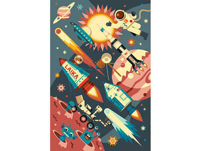 Space adobe illustrator adobe photoshop alien astronaut comet illustration laika mars nasa rockets space vector