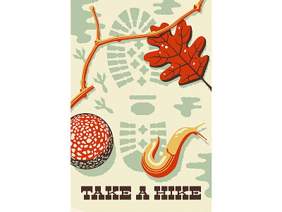 Take a Hike adobe illustrator adobe photoshop footprint hike illustration mushroom slug vector