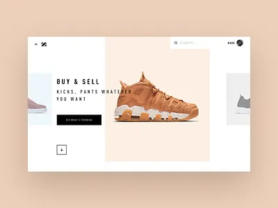 Z-Trade black bold clean color design hellohello interface minimal mobile product red shoes simple sneakers typography ui ux web website white