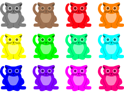 Rainbow Cats animal animal art animal illustration animal logo cartoon cartoon character cat cat drawing cat icon cat illustration cat logo design feline illustration inkscape kitten kitty kitty illustration rainbow vector