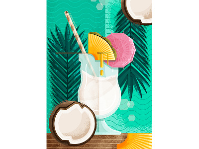 pina colada drinks food and drink fruits illustraion