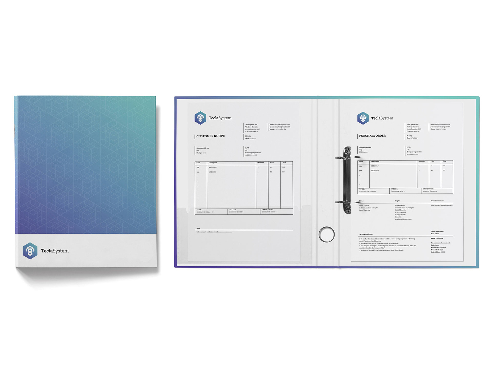 Example of Binder / Order Sheet / Invoice — Tecla System