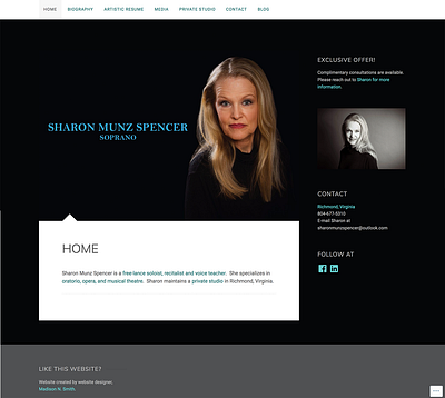 Sharon Munz Spencer (Full Website Design) brand design brand identity branding content strategy design mobile first musician user journey web design wordpress design wordpress development