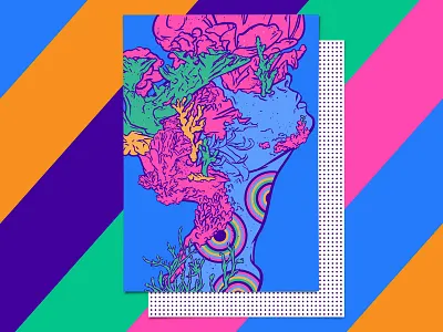 The coral soul blue color palette corals eco friendly female feminine girl illustration ocean life plastic ban pop art pop surrealism poster art poster design save ocean sea wall art water