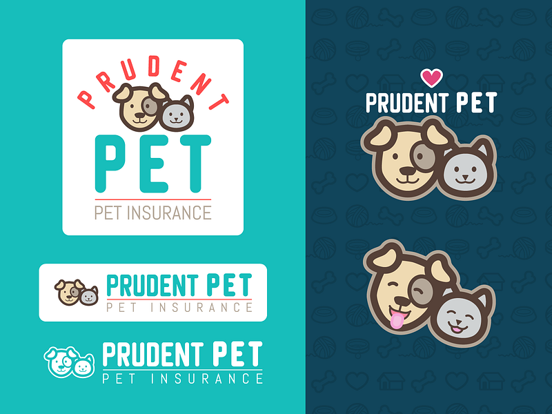 Prudent Pet Logos branding cat dog logo logo design pet pet insurance prudent pet vector