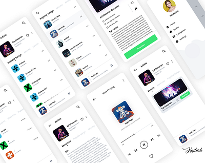 Music Player App app clean design clean music app clean ui design event app flat ui minimal music app music art musician smooth songs
