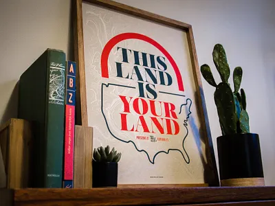 This Land Is Your Land poster america craftpaper explore metallic ink nationalparks outdoors poster screenprint typography usa vintage