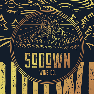 SoDown brand presentation badge branding gold logo typography