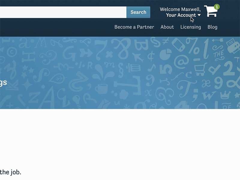 Fontspring Account Navigation account navigation animated component css dropdown ecommerce fontspring gif interaction design menu navigation ui user experience user interface ux ux design web design