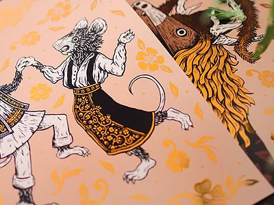 Wolf & Badger - Prints Available Now copper foil design drawing foil pen and ink print print design sam dun