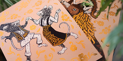 Wolf & Badger - Prints Available Now copper foil design drawing foil pen and ink print print design sam dun