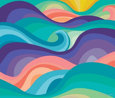 Retro Waves Illustration illustration retro retro design waves