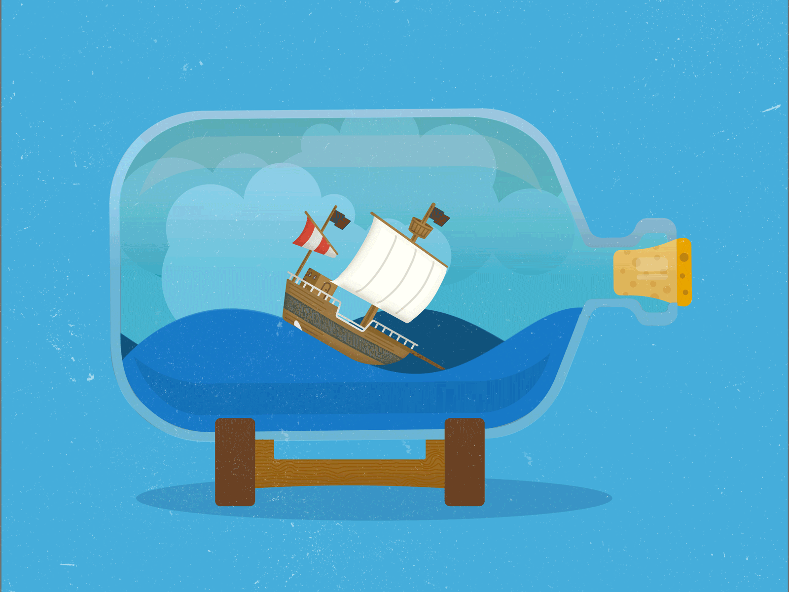 Ship in a Bottle animation bottle ship vector waves