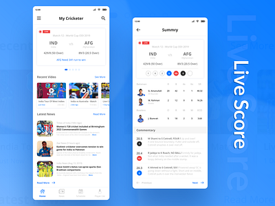 UI/UX Designs For Live score ( UI Kit ) android ui commentary design live score player card score ui ux design ui kits