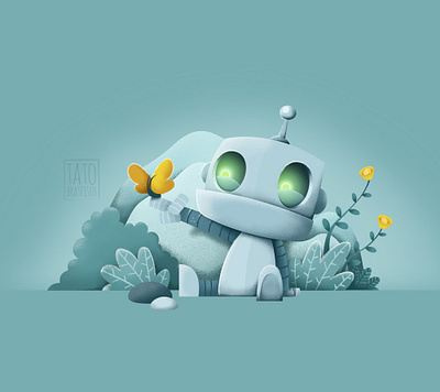Lonely robot butterfly digital digital art digital painting ilustration lonely photoshop pintura robot robotic