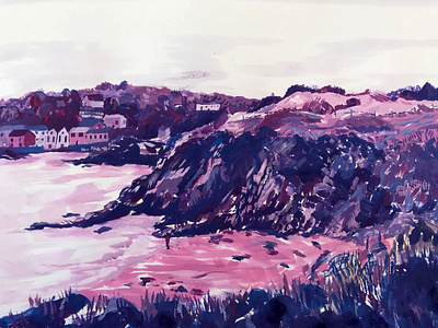 A Trip to Cornwall design gouache hand painted illustration landscape illustration landscapes narrative nature illustration outdoors painting