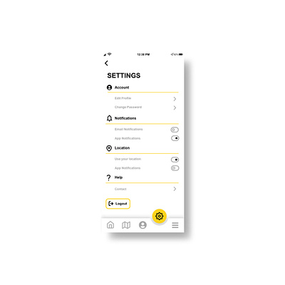 settings page for Foodie assistant app adobe xd app daily 100 challenge dailyui dailyui007 design ui uiux