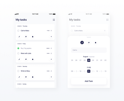 My Tasks App app clean design ios app minimal ui ux