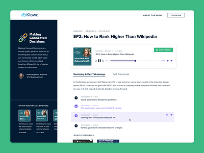 Podcast Landing Page audio clip episode landing page podcast