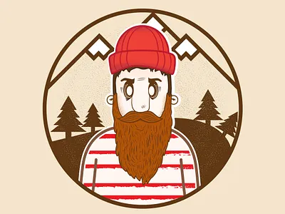 Ginger Beard Hermit beanie beard bearded beards ermitaño illustration lumberjack man mountains