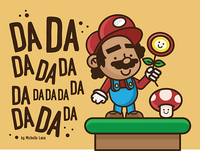 Super Mario Fan 80s games luigi mario michelle lana nintendo game vector illustration