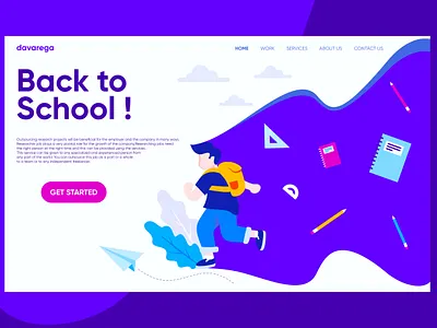 BACK TO SCHOOL LANDING PAGE DESIGN MODERN FLAT ILLUSTRATION app davarega studio design flat design flat illustration illustration landing page landing page ui layout simple design