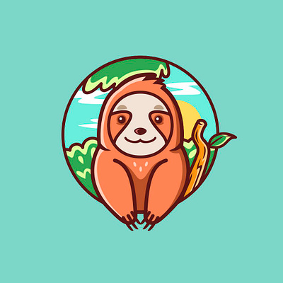 Wild Sloth animal animal art branding cute cute animal forest illustration logo logodesign nature nature logo sloth smiles tree