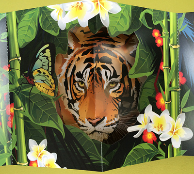 Tiger Invitation Design, Fold & Diecut Pop-up diecut folded illustration invitation pop up print tiger vector