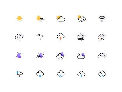 Weather icon set cloud flat icon icon set icons icons set illustraion illustrate illustration logo minimal moon rain set icon snow sun weather weather icon wind