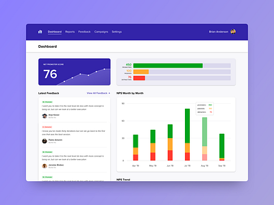 NPS Dashboard Concept analytics analytics dashboard clean concept dashboad dashboard ui design minimal nps product design ui