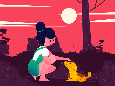 ILLUSTRATION SERIES clouds colors dog illustration doglove dribbble illustration landscape nature vector