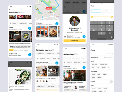 Listing Templates artox bookings cross platform filter food listing map product ui ux