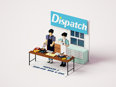 MONSTA X with Dispatch illustration isometric illustration monstax orthographic voxel