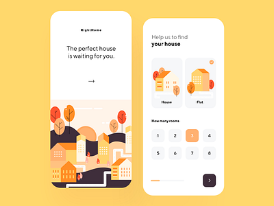 Rent Houses App app art color dashboard design flat illustration illustrations material minimal step ui ux vector