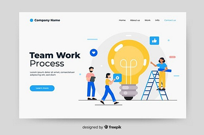 Flat teamwork landing page template Free Vector flat design freebies illustration teamwork