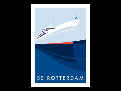 SS Rotterdam art deco cruise cutout design illustration illustrator minimalist negative space ocean liner poster poster art poster design retro rotterdam ship travel poster vector vector illustration